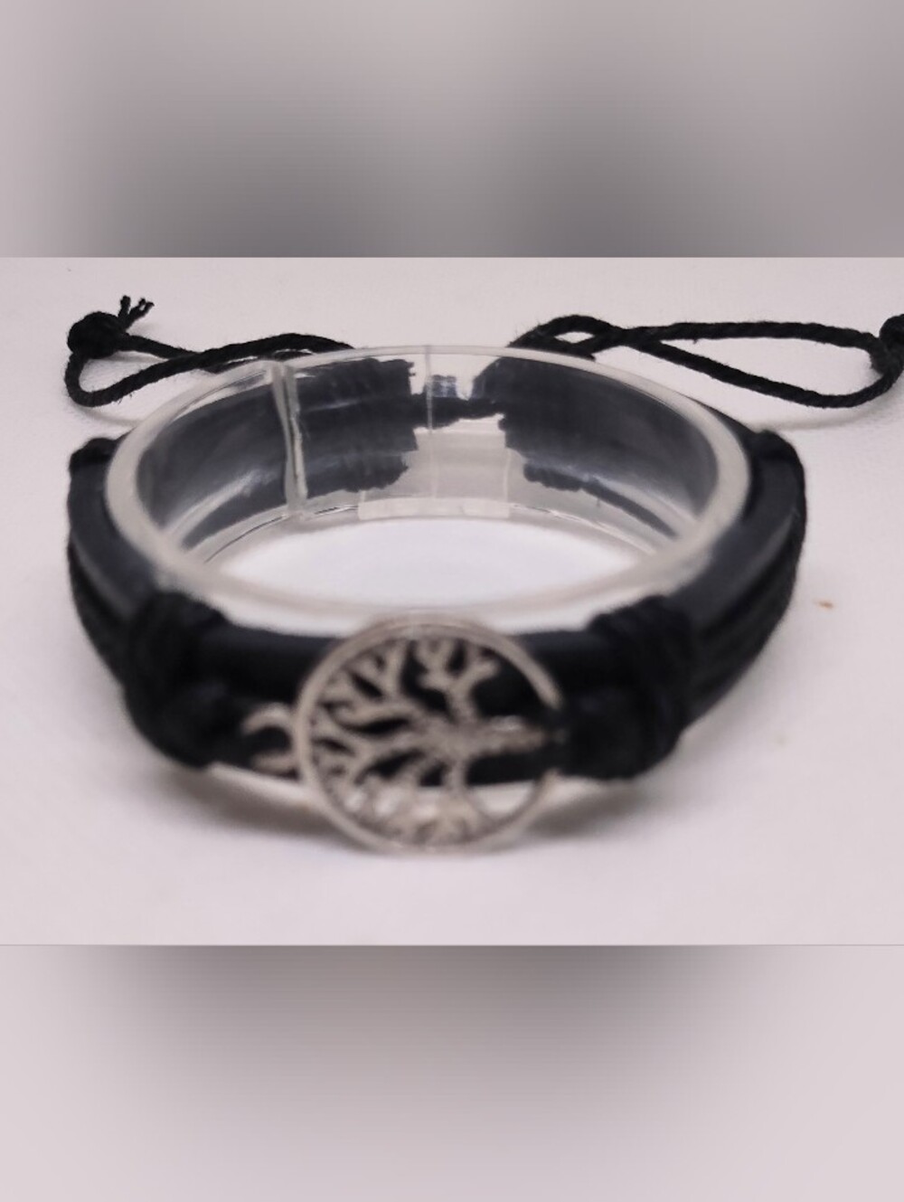 Men's Bracelet Leather Tree Of Life Black Jewelry New G15